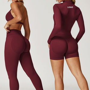 Conjunto de Yoga de 4 Piezas para Mujer, Tallas Grandes, Color Sólido, Transpirable, de Secado Rápido, Ecológico, Venta al Por Mayor para Adultos - Product Image 6