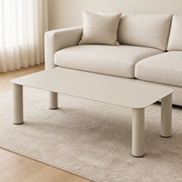Table basse moderne en métal blanc avec coins arrondis pour salon