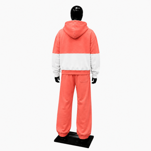 Conjunto de Sudadera con Capucha y Pantalones Largos de Chándal con Cremallera Completa, Ajuste Holgado, Estilo Casual de Otoño, Material de Poliéster y Algodón, Color Coral - Product Image 2