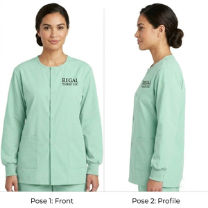 Blouses d'hôpital, vestes médicales, vestes pour infirmières, médecins, personnel hospitalier, veste à col rond boutonnée - Product Image 5