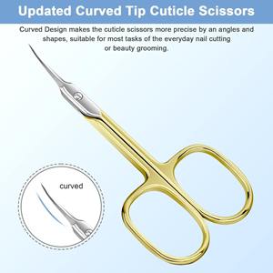 Ciseaux à cuticules professionnels en acier inoxydable à lame courbée 9,5 cm pour droitiers avec manche en acier durable - Product Image 5