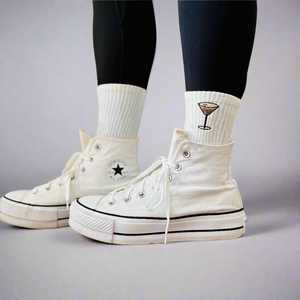 <b>White</b> <b>Men's</b> Ankle <b>Socks</b> with Custom Design Embroidery Regular Style Breathable Cotton Daily Wear Summer <b>Socks</b> - Product Image 2
