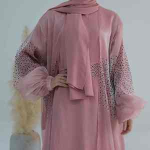 Abaya Moderna Informal Musulmana con Mangas de Organza de Lujo para Mujer, Estilo Dubái, Modesta, Islámica, Ligera, Transpirable, Larga hasta el Suelo, Vestido Diario - Product Image 4