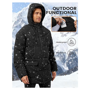 Manteau d'hiver long pour homme, à capuche, chaud, matelassé, imperméable, épais, parka rembourrée, vêtement d'extérieur isolé pour temps froid - Product Image 5