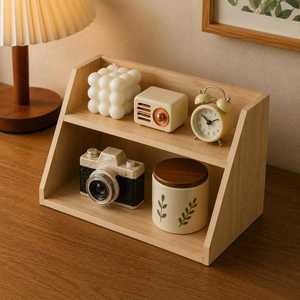 Wooden Double Tier <b>Storage</b> <b>Rack</b> With Drawer And Rattan Panels For <b>Kitchen</b> Countertop Organization Minimalist Style <b>storage</b> - Product Image 4