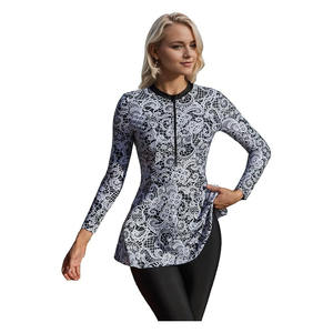 Full Coverage Hijab Swimwear Customizable Colors High Cut <b>Print</b> Burkinis <b>Islam</b> Women's Plus Size 2 Piece Set Anti-bacteria - Product Image 1