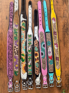 Best Selling Pet Supplies Products 2024 <b>Padded</b> Genuine Leather Dog Collars Handmade Luxury Tooled Leather Adjustable Pet Collars - Product Image 6