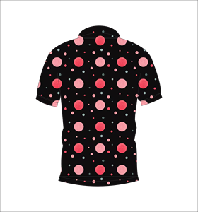 Custom Black Polo Shirt with Multicolor Polka Dot Print – Stylish Casual Short Sleeve Polo for Men - Product Image 2