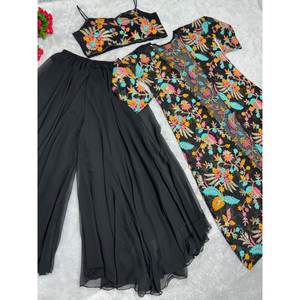 ชุดแฟนซี shrug choli และ Koti ของผู้หญิงที่มีลำดับการทำงานสำหรับงานปาร์ตี้ - Product Image 3