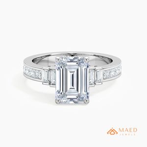 Moissanite <b>Emerald</b> Cut <b>Ring</b> for Women <b>Silver</b> Tone Engagement Wedding Anniversary Party Gift Jewelry Elegant Luxury Daily Wear - Product Image 1