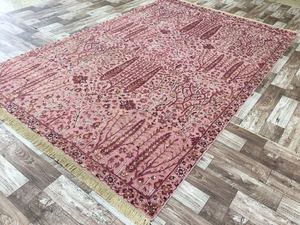 Alfombra de Lana Suave con Diseño Tradicional Rojo, Hecha a Mano, para Dormitorio o Sala de Estar, Acabado Elegante - Product Image 5