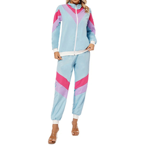 Conjunto Deportivo de Invierno 2 en 1 para Mujer, Color Azul Claro, con Bloques de Color, Manga Larga, Capucha, Bolsillos Laterales, Estilo Casual y Deportivo - Product Image 5