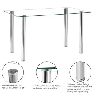 Tavolo da Pranzo in Vetro Trasparente e Ferro dal Design Semplice ed Elegante per Uso Domestico - Product Image 3