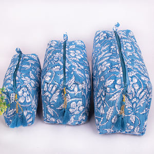 กระเป๋าเครื่องสำอางแบบพกพา ลายพิมพ์บล็อก เป็นมิตรกับสิ่งแวดล้อม ใช้ซ้ำได้ สำหรับอเนกประสงค์ พร้อมซิป ทนทาน ชุดกระเป๋าจัดระเบียบเครื่องสำอาง - Product Image 1