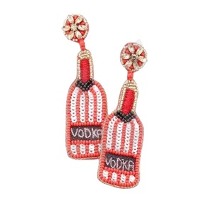 Vodka mode boucles d'oreilles pendantes nouveauté transfrontalière perles faites à la main or à la mode créative pour les fêtes Style chrétien - Product Image 1