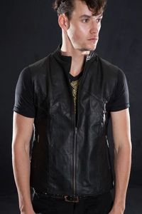 Chaleco de Cuero Marrón para Motociclistas AMPHIBIAN, para Hombre, con Espacio Oculto para Armas - Product Image 2