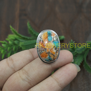 Natural Oyster Turquoise Gemstone <b>Ring</b> Handmade 925 Sterling Silver Gemstone <b>Ring</b> Boho <b>Statement</b> Jewelry Gift For Women Her Him - Product Image 3