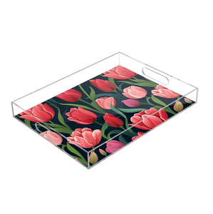 Multicolour Acrylic Printed Serving Storage Tray For Serving Beverages Snacks Breakfast Stylish Organizer Tray For Coffee <b>Table</b> - Product Image 3