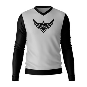 Camiseta Deportiva de Manga Larga para Hombre, Cuello en V, Color Sólido, Ecológica, de Poliéster, con Impresión Serigráfica, Personalizada y de Alta Calidad - Product Image 1