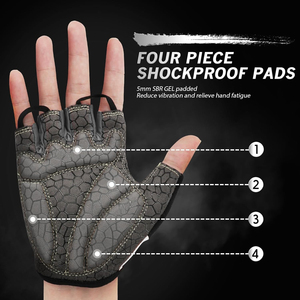 Guantes de Ciclismo Unisex de Medio Dedo para Verano, Cierre Ajustable con Gancho y Bucle, Ligeros, Transpirables, Antideslizantes, con Almohadilla Amortiguadora para Carretera - Product Image 3