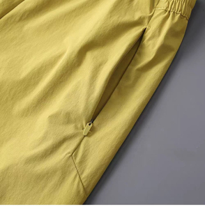 <b>Men's</b> Solid <b>Yellow</b> Polyester Bermuda <b>Shorts</b> Elastic Waist Quick Dry Casual Style - Product Image 3