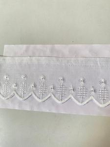 Tela de Bordado de Algodón 2023 con Ribete de Encaje Blanco para Ropa, Dentelle Brodé en Coton - Product Image 2