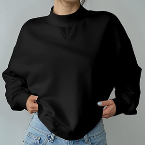 Women Oversized <b>Mock</b> <b>Neck</b> Sweatshirt Heavyweight Winter Casual <b>Top</b> - Product Image 5