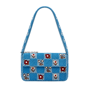Bolso de Noche Personalizado con Cuentas Azules y Flores Bordadas, Bolso de Hombro para Mujer, Regalo para Fiestas, Bodas y Ocasiones Especiales - Product Image 5