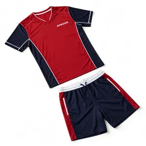 Conjunto de Camiseta y Pantalones Cortos de Voleibol AMKOOR Unisex Rojo y Azul Oscuro, Transpirable, de Poliéster, Ropa Deportiva Personalizada para Equipos - Product Image 5