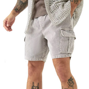 Shorts de Algodón Lavado al Ácido, Color Negro Desgastado, Tallas Grandes, Estilo Vintage, con Bordado Personalizado, Shorts para Hombre, Venta al Por Mayor - Product Image 1