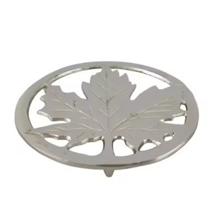 Antique Brass Finish Abstract Floral Spiral Footed Metal <b>Trivet</b> Luxury Scroll Hot Pad Vintage Dining Tableware Protector - Product Image 6
