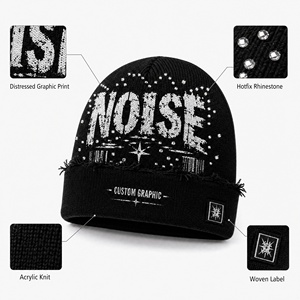 Gorro de Invierno Unisex con Pedrería, Estilo Urbano, Color Negro, Diseño Personalizado, 100% Acrílico - Product Image 3