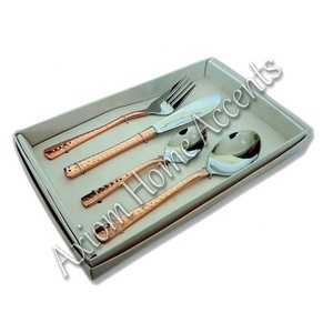 Couverts noirs et en cuivre de qualité supérieure fabriqués à la main Ensemble de cuillères et fourchettes élégantes par Axiom Home Accents - Product Image 2