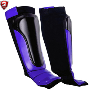 Protège-tibias de boxe pour entraînement de combat, protection de la cheville et du cou-de-pied, chauffe-jambes MMA Muay Thai, protège-tibias légers en PU - Product Image 1