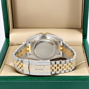 นาฬิกาอะนาล็อก Moissanite-รุ่นหน้าปัดลายข้อความสีน้ำเงินผ่านเครื่องทดสอบเพชรชุดมือหนึ่งของช่างฝีมือชาวอินเดีย - Product Image 3