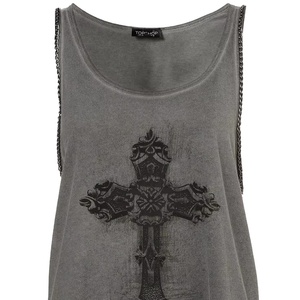 Débardeur en coton pour femmes avec col rond décontracté Jersey broderie paillettes Appliques-vêtements durables Singlet gilet - Product Image 6