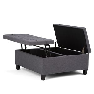 Tavolino da Caffè Harrison Grigio Ardesia con Contenitore, Sgabelli e Pouf Eleganti - Product Image 6