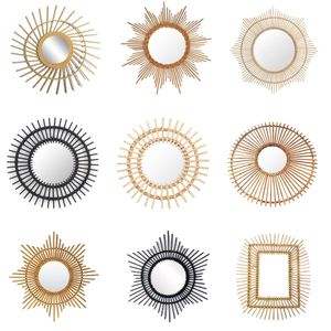 Sunburst Wall Mounted Wall Accessories Bamboo Rattan Mirror For Livingroom Decor - Product Image 1