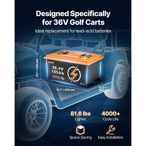 Batería de Litio para Carro de Golf de 36V 105Ah, 36 Voltios, 200A BMS, Monitor Táctil, Aplicación Móvil, Paquete de Baterías LiFePO4 - Product Image 4