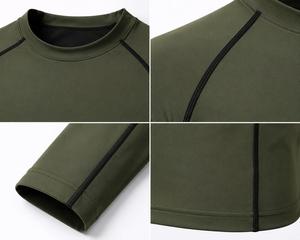Men's Full Sleeve O-Neck Anti-UV Quick Dry Breathable Eco-Friendly Spandex Rash Guard Olive Green Seamless Fit <b>Athletic</b> Top - Product Image 5