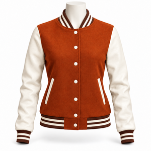 Chaqueta universitaria para mujer de alta calidad con logotipo personalizado al por mayor, chaqueta vintage para mujer en venta con MOQ bajo. - Product Image 4