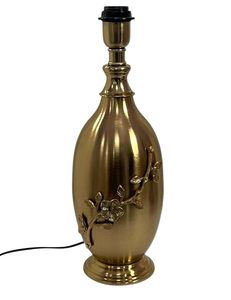 Handmade <b>Antique</b> Brass <b>Table</b> Lamp with Floral Embossed Design Fabric Lampshade <b>Bedside</b> Desk Lamp Vintage Home Decor Nightstand - Product Image 5