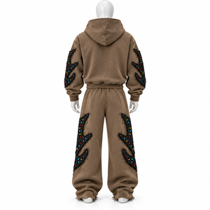 Survêtement unisexe en molleton d'hiver léger, respirant et à séchage rapide, 100% coton, avec broderie personnalisée effet vieilli, en vente - Product Image 5