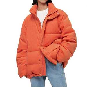 Custom <b>Men</b> Corduroy Puffer <b>Jacket</b> Stand Collar Winter <b>Warm</b> Cotton Down Unisex Outdoor Coat - Product Image 2