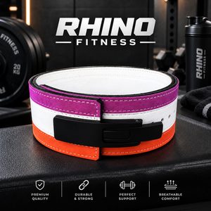 Ceinture de musculation ajustable en néoprène Rhino Fitness, soutien lombaire, protection professionnelle, rose, blanc, orange - Product Image 2
