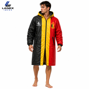 OEM Belgium Swim Parka Custom Waterproof Hooded Long <b>Coat</b> with Sherpa Fleece Lining for Swim Teams Athletes <b>Beach</b> & Outdoor Use - Product Image 1