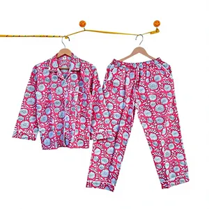 Conjunto de Pijama de Algodón 100% con Estampado Floral para Mujer, Venta al por Mayor, Hecho a Mano, Manga Larga, Cuello Camisero, Suave, Ropa de Dormir Larga, Ropa Casual - Product Image 6