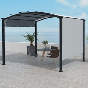 Pergola rétractable 11x11 avec auvent gris, structure en acier, imperméable, protection solaire pour villa, cour, parc, extérieur, matériau en aluminium - Product Image 2