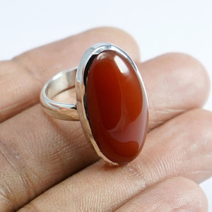 Bague en cornaline, argent sterling 925, pierre précieuse, style bohème, pierre orange, unisexe, cadeau d'anniversaire - Product Image 1