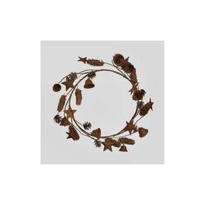 Corona navideña rústica con piñas, estrellas y campanas, flores decorativas de madera natural hechas a mano, sin iluminación, de una sola pieza - Product Image 1